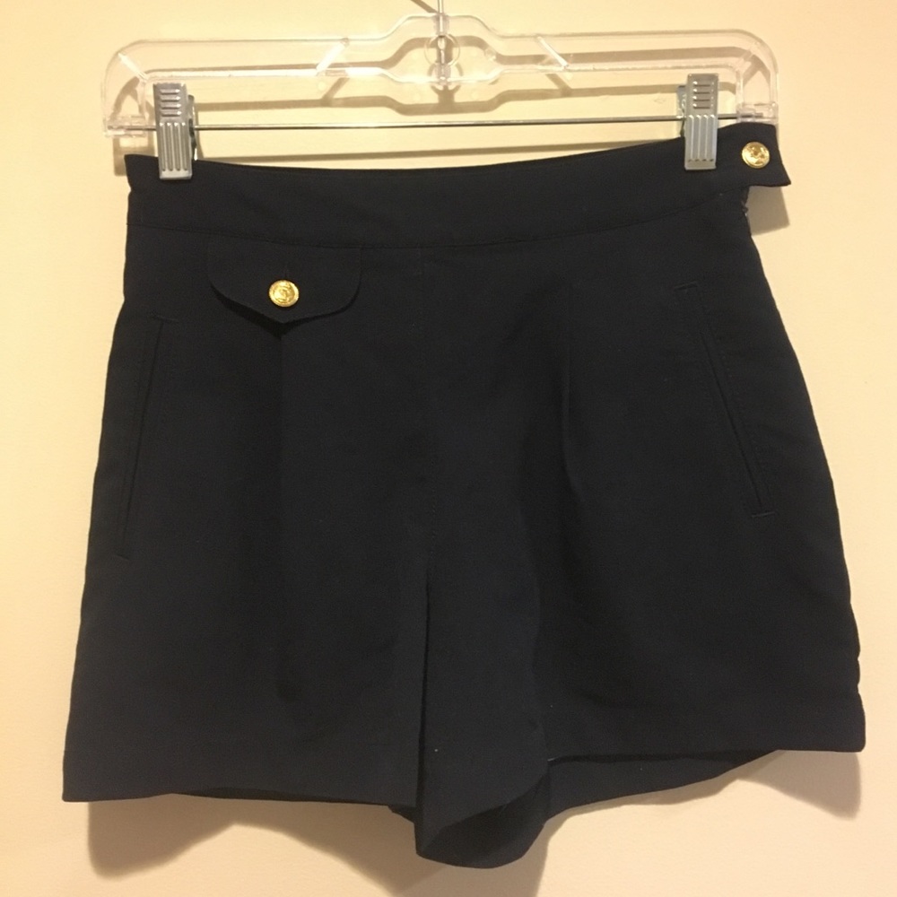 Navy high-waisted shorts